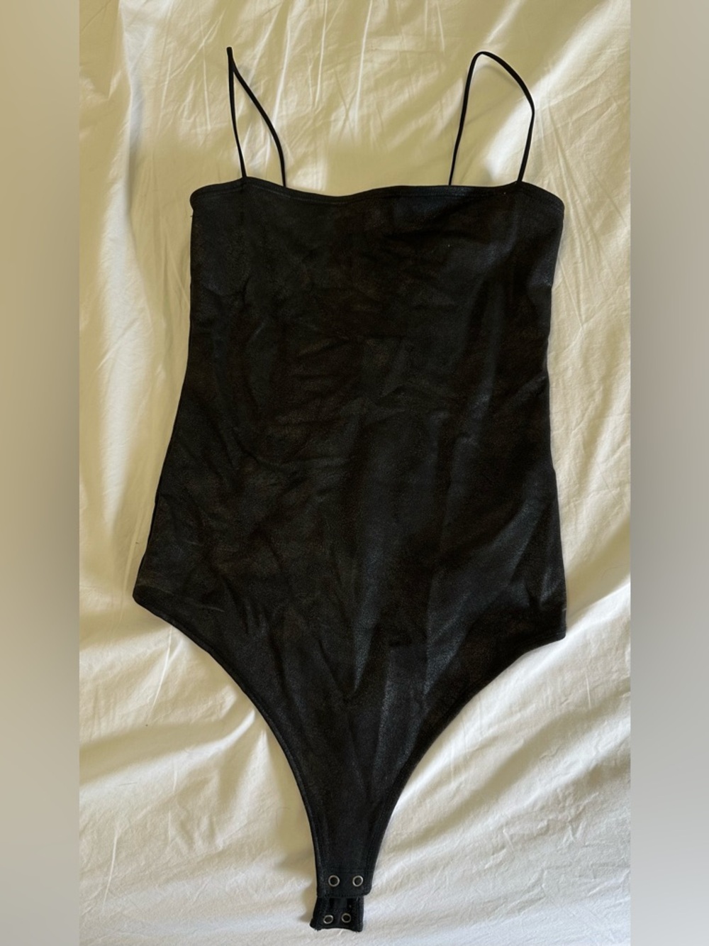 Abercrombie & Fitch women’s Black shine Bodysuit with Thin Straps size S